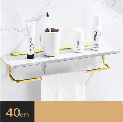 Repisa de Mármol Nórdica con Espejo para Baño - Organizador de Cosméticos y Toallas Dorado - Image 6