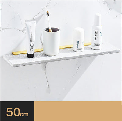 Repisa de Mármol Nórdica con Espejo para Baño - Organizador de Cosméticos y Toallas Dorado - Image 15