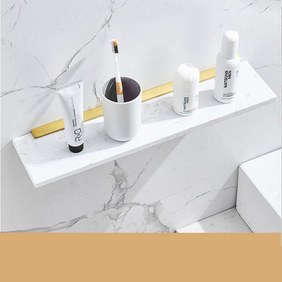 Repisa de Mármol Nórdica con Espejo para Baño - Organizador de Cosméticos y Toallas Dorado