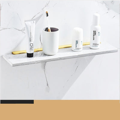Repisa de Mármol Nórdica con Espejo para Baño - Organizador de Cosméticos y Toallas Dorado - Image 4
