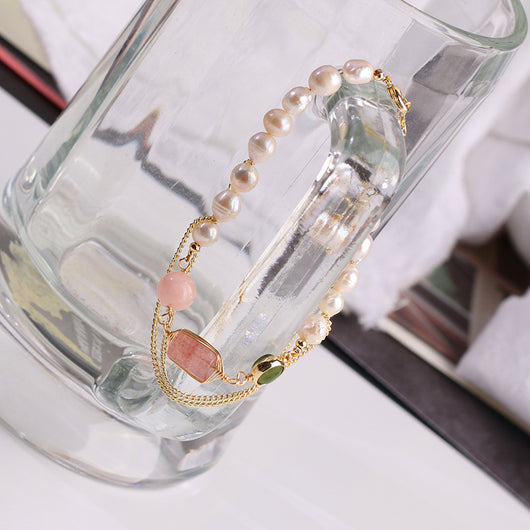 Pulsera de Perlas Agua Dulce y Cristal Fresa para Mujer - Image 8