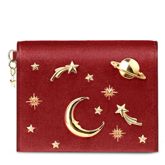 Billetera Corta de Terciopelo con Diseño de Estrellas y Luna - Image 11