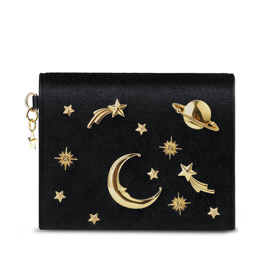 Billetera Corta de Terciopelo con Diseño de Estrellas y Luna - Image 6