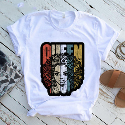 Camiseta Feminista Mujer Estampado Niña Africana Casual - Image 24