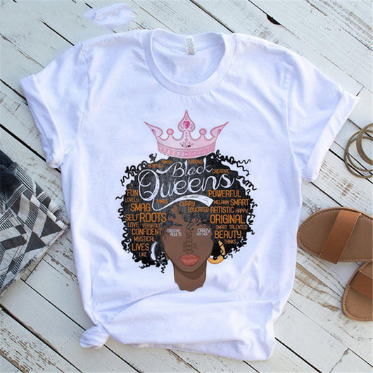 Camiseta Feminista Mujer Estampado Niña Africana Casual - Image 7