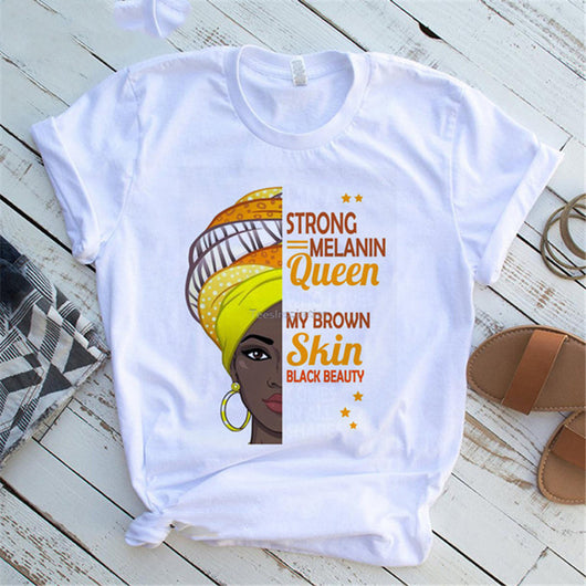 Camiseta Feminista Mujer Estampado Niña Africana Casual - Image 8