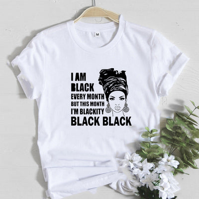 Camiseta Feminista Mujer Estampado Niña Africana Casual - Image 14
