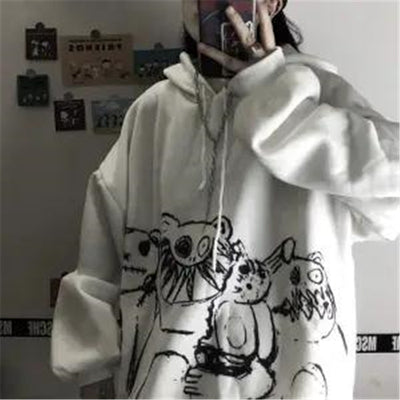 Sudadera con Capucha Estampada Estilo Coreano Holgada para Estudiantes - Image 11