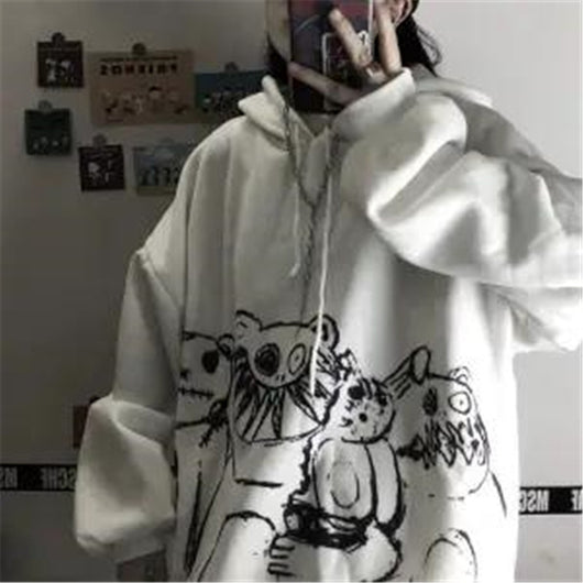 Sudadera con Capucha Estampada Estilo Coreano Holgada para Estudiantes - Image 11