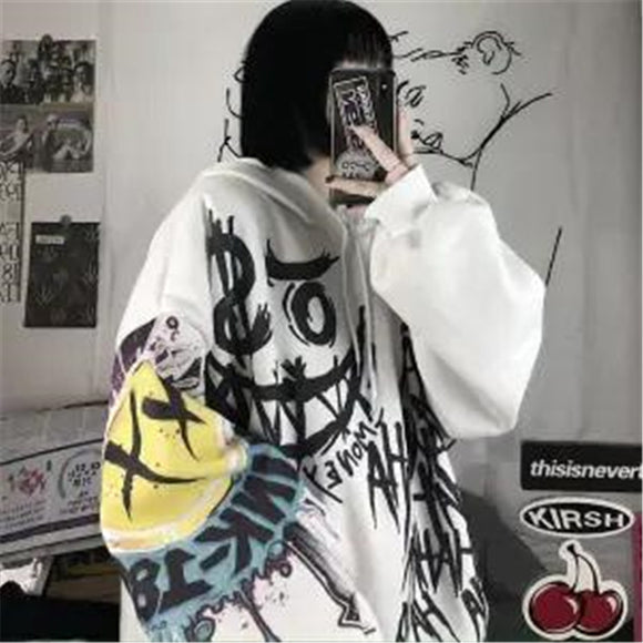 Sudadera con Capucha Estampada Estilo Coreano Holgada para Estudiantes