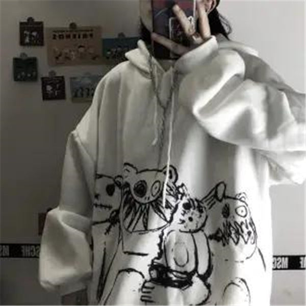 Sudadera con Capucha Estampada Estilo Coreano Holgada para Estudiantes