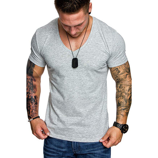 Camiseta Deportiva Casual para Hombre - Cuello V Talla Grande - Image 4