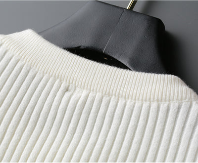 Suéter Jacquard a Rayas Cuello Redondo Estilo Coreano para Hombre - Image 13
