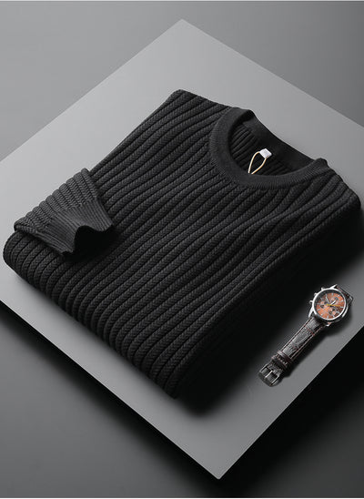 Suéter Jacquard a Rayas Cuello Redondo Estilo Coreano para Hombre - Image 12