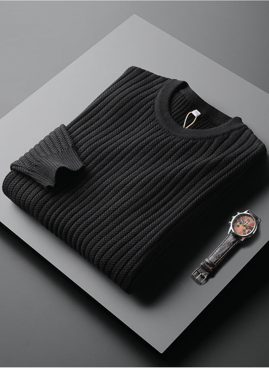 Suéter Jacquard a Rayas Cuello Redondo Estilo Coreano para Hombre - Image 12