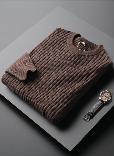 Suéter Jacquard a Rayas Cuello Redondo Estilo Coreano para Hombre - Image 9