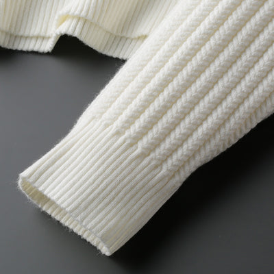 Suéter Jacquard a Rayas Cuello Redondo Estilo Coreano para Hombre - Image 15