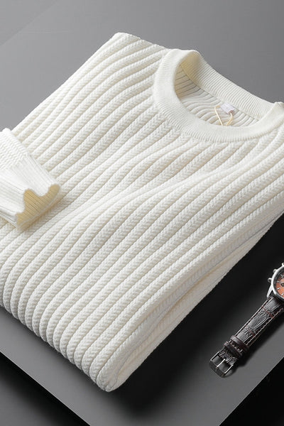 Suéter Jacquard a Rayas Cuello Redondo Estilo Coreano para Hombre - Image 14