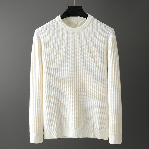 Suéter Jacquard a Rayas Cuello Redondo Estilo Coreano para Hombre