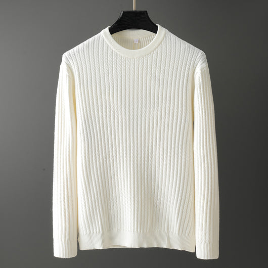 Suéter Jacquard a Rayas Cuello Redondo Estilo Coreano para Hombre - Image 2