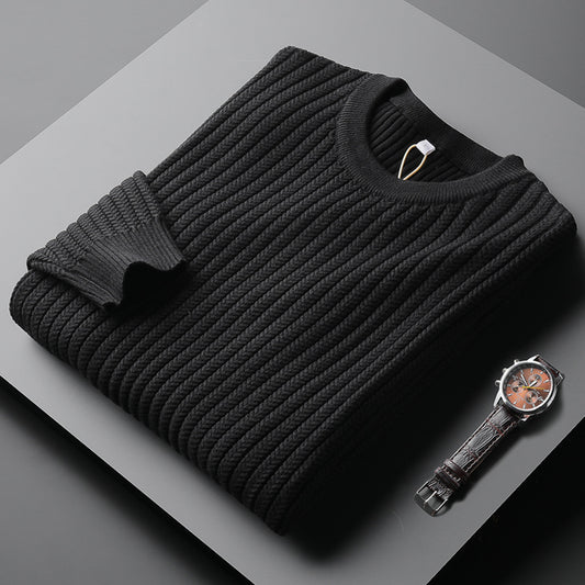 Suéter Jacquard a Rayas Cuello Redondo Estilo Coreano para Hombre