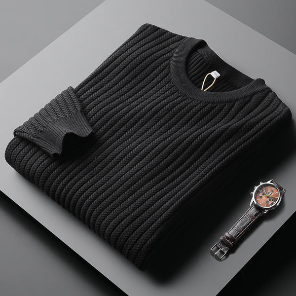 Suéter Jacquard a Rayas Cuello Redondo Estilo Coreano para Hombre
