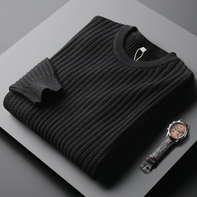 Suéter Jacquard a Rayas Cuello Redondo Estilo Coreano para Hombre