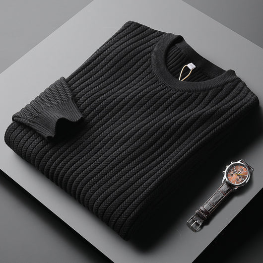 Suéter Jacquard a Rayas Cuello Redondo Estilo Coreano para Hombre