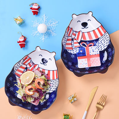 Plato Hondo Infantil Oso Polar - Vajilla Pintada a Mano con Decoración Subesmaltada