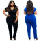 Jumpsuit Elegante Talla Grande Cuello V - Verano Stretch Básico