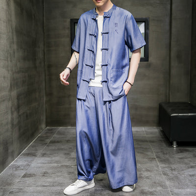 Traje Hanfu Casual de Seda Helada - Estilo Chino Tradicional para Verano - Image 8