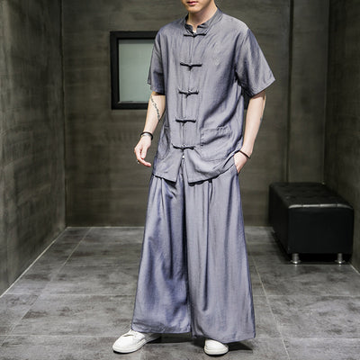 Traje Hanfu Casual de Seda Helada - Estilo Chino Tradicional para Verano - Image 9