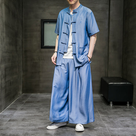 Traje Hanfu Casual de Seda Helada - Estilo Chino Tradicional para Verano - Image 7