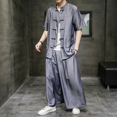 Traje Hanfu Casual de Seda Helada - Estilo Chino Tradicional para Verano - Image 10