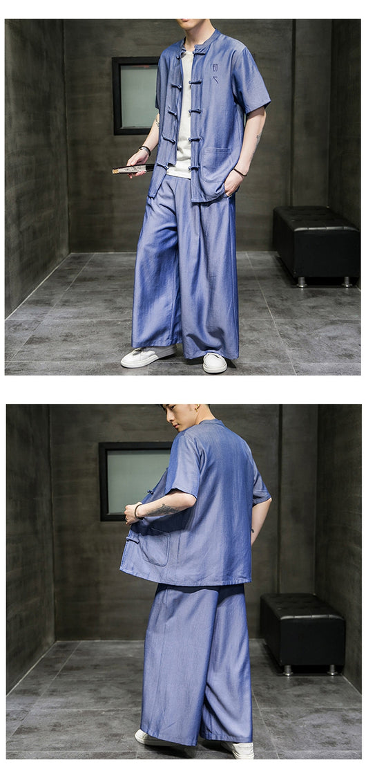 Traje Hanfu Casual de Seda Helada - Estilo Chino Tradicional para Verano - Image 12