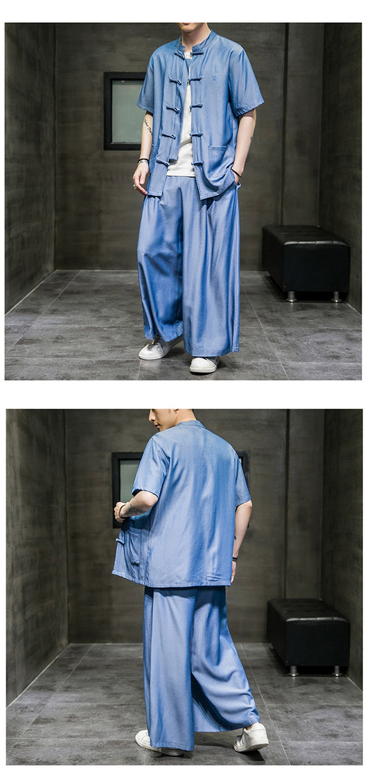 Traje Hanfu Casual de Seda Helada - Estilo Chino Tradicional para Verano - Image 11