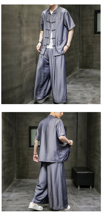 Traje Hanfu Casual de Seda Helada - Estilo Chino Tradicional para Verano - Image 13