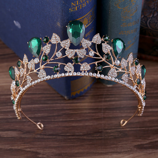Accesorios de Novia Corona de Hoja con Brillantes Rhinestone - Image 10