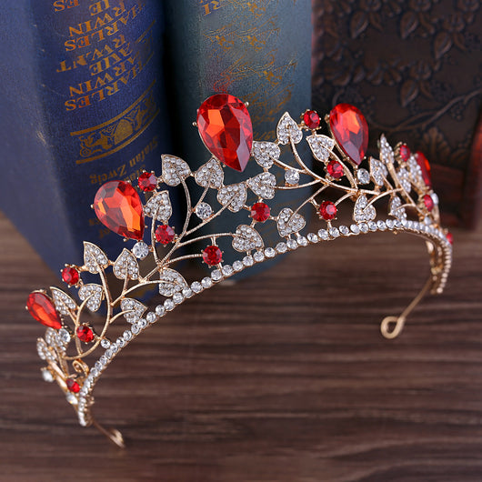 Accesorios de Novia Corona de Hoja con Brillantes Rhinestone - Image 7