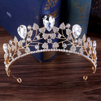 Accesorios de Novia Corona de Hoja con Brillantes Rhinestone - Image 6