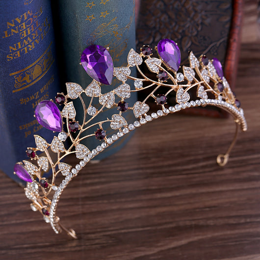 Accesorios de Novia Corona de Hoja con Brillantes Rhinestone - Image 3