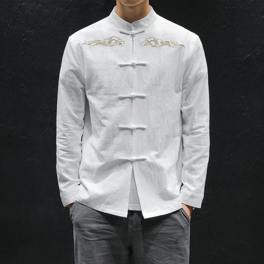Camisa de Lino Oversized con Bordado Artesanal