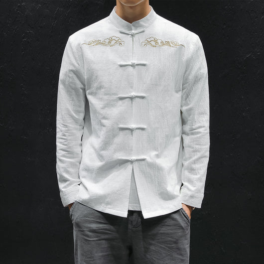 Camisa de Lino Oversized con Bordado Artesanal