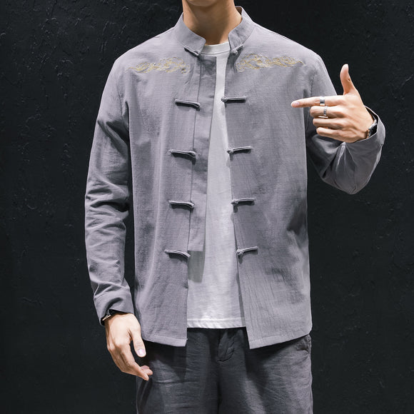 Camisa de Lino Oversized con Bordado Artesanal