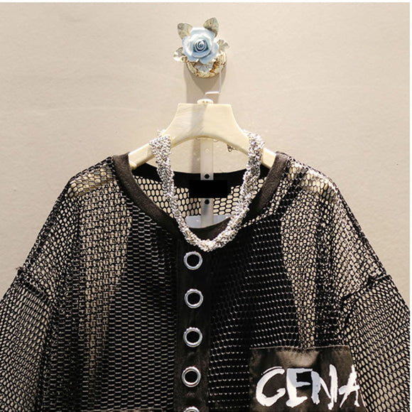 Blusa de Malla Transparente Tallas Grandes para Mujer
