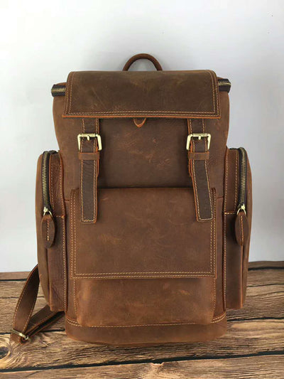 Mochila de Cuero Crazy Horse para Hombre - Portacomputadora 15.6" de Gran Capacidad - Image 13