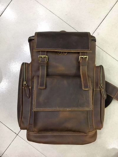 Mochila de Cuero Crazy Horse para Hombre - Portacomputadora 15.6" de Gran Capacidad - Image 14