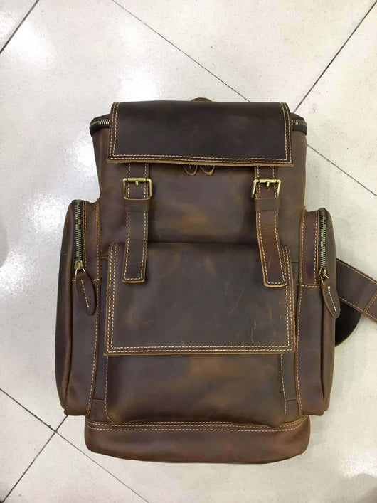 Mochila de Cuero Crazy Horse para Hombre - Portacomputadora 15.6" de Gran Capacidad - Image 14
