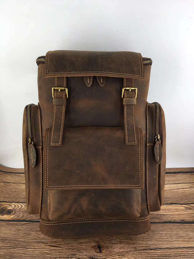 Mochila de Cuero Crazy Horse para Hombre - Portacomputadora 15.6" de Gran Capacidad - Image 9