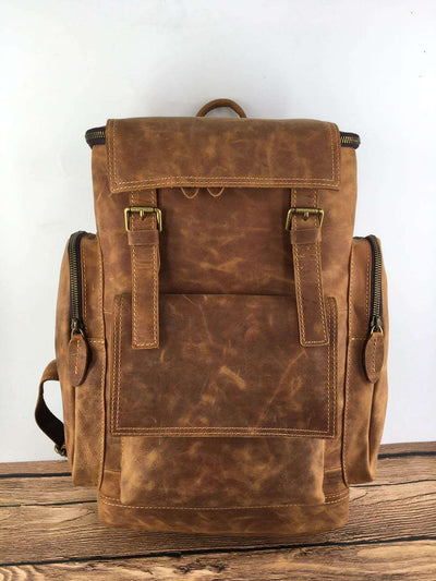 Mochila de Cuero Crazy Horse para Hombre - Portacomputadora 15.6" de Gran Capacidad - Image 2